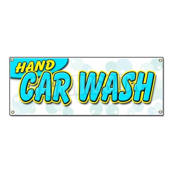 Signmission HAND CAR WASH BANNER SIGN detail wax car wash clean auto service B-Hand Car Wash - main